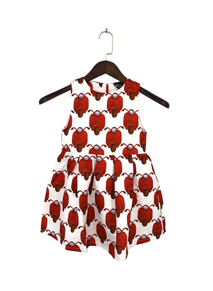 Charlotte Printed Dress White/Red