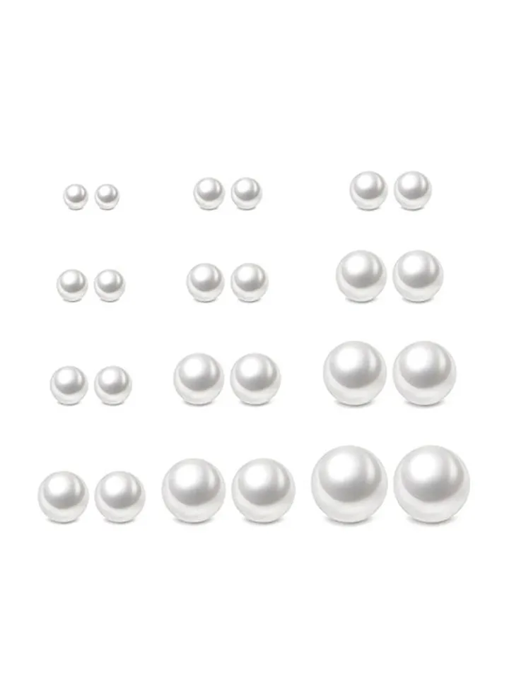 5 Pairs Mixed Sizes Imitation Pearl Earrings