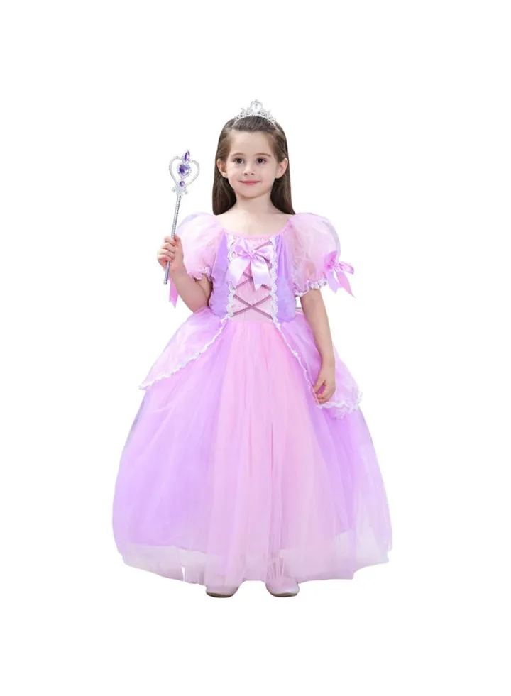 Princess Puff Sleeve Dress Pink/Purple