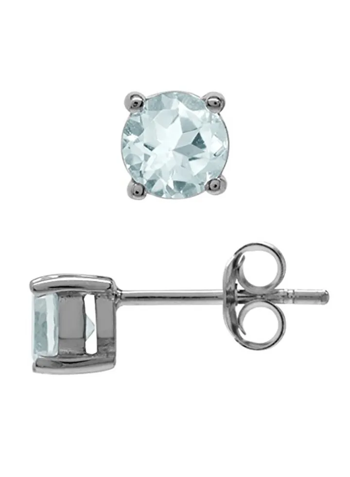 925 Sterling Silver Aquamarine Stud Earrings