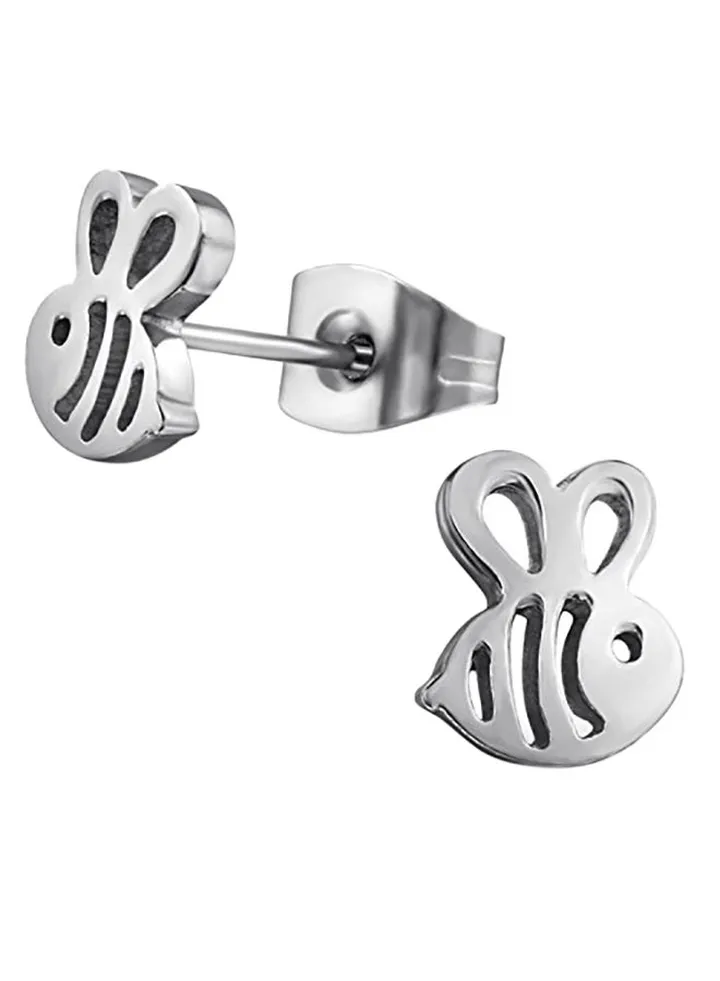 Tiny Honey Bumble Bee Stainless-Steel Stud Earrings