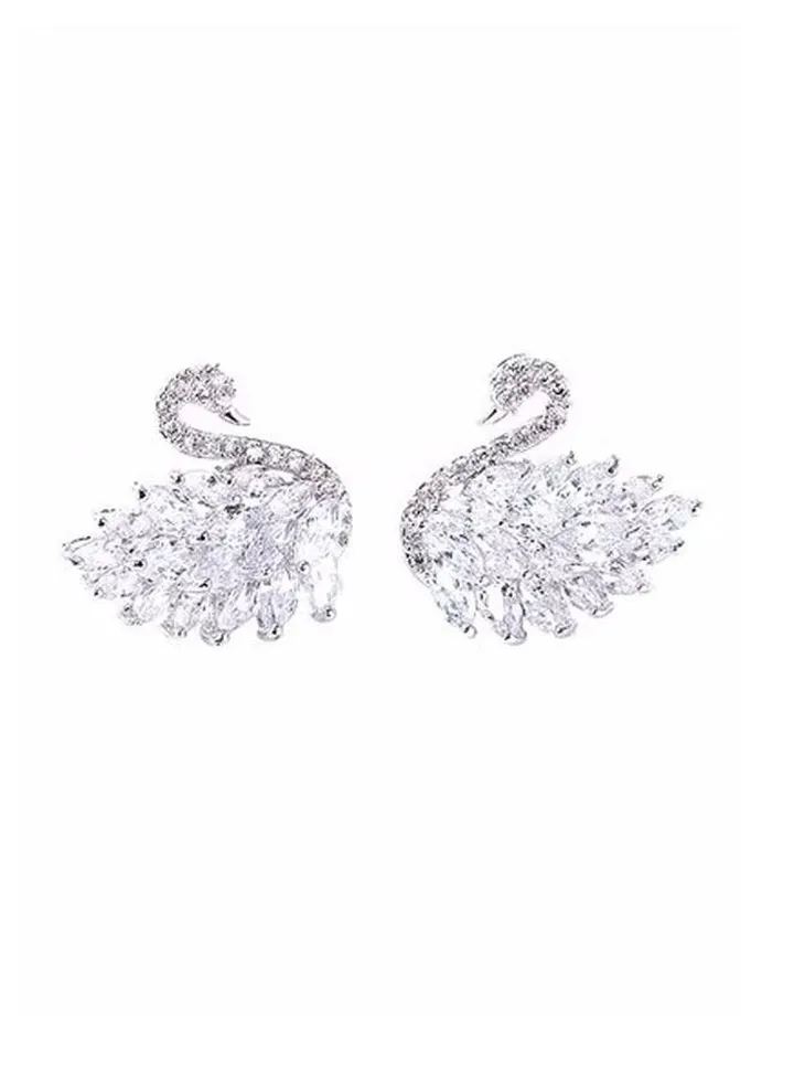 925 Sterling Silver Swan Earrings
