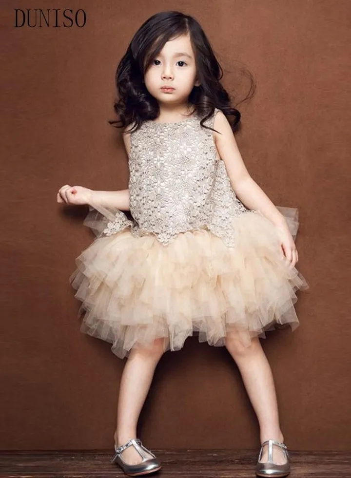 Girls Dress Kids Sleeveless Lace Party Dresses With Tutu Skirt Toddler Princess Birthday Party Wedding Dresses