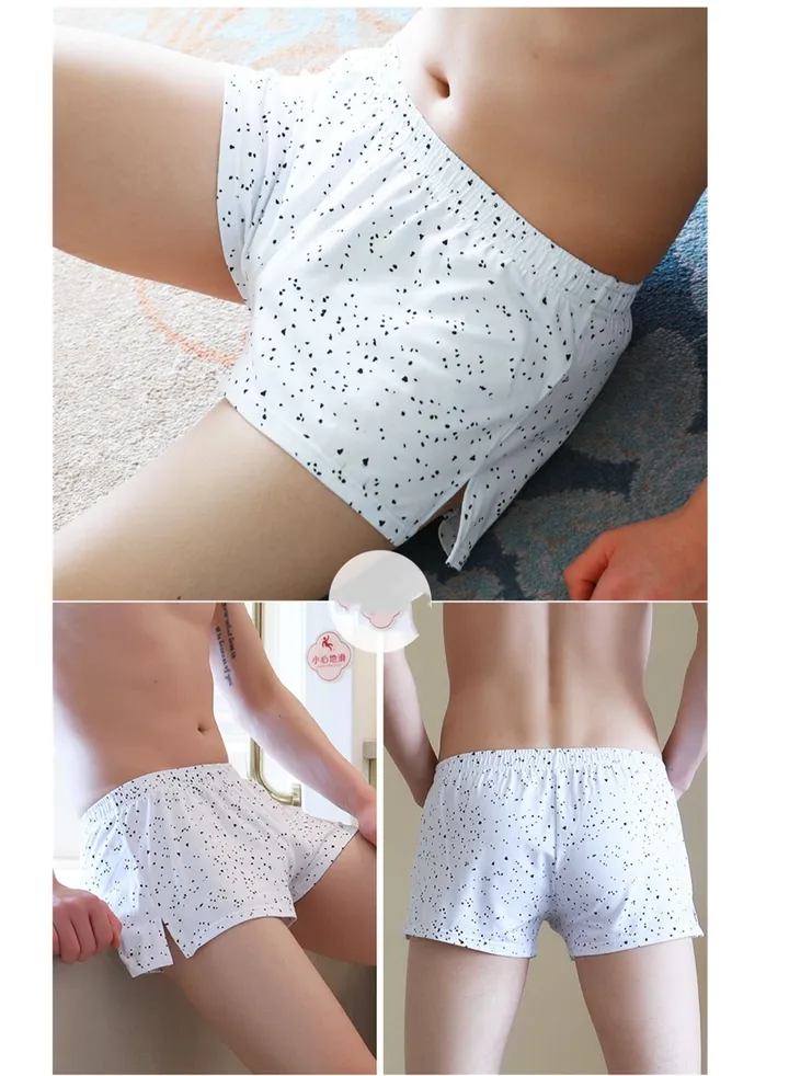 Men's Loose Cotton Underwear Comfortable Breathable Home Boxers White