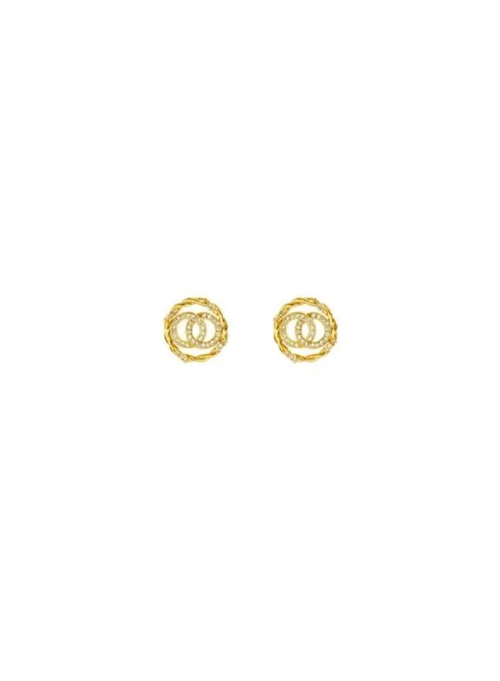 Fashion Temperament Popular Double Circle Diamond Earrings