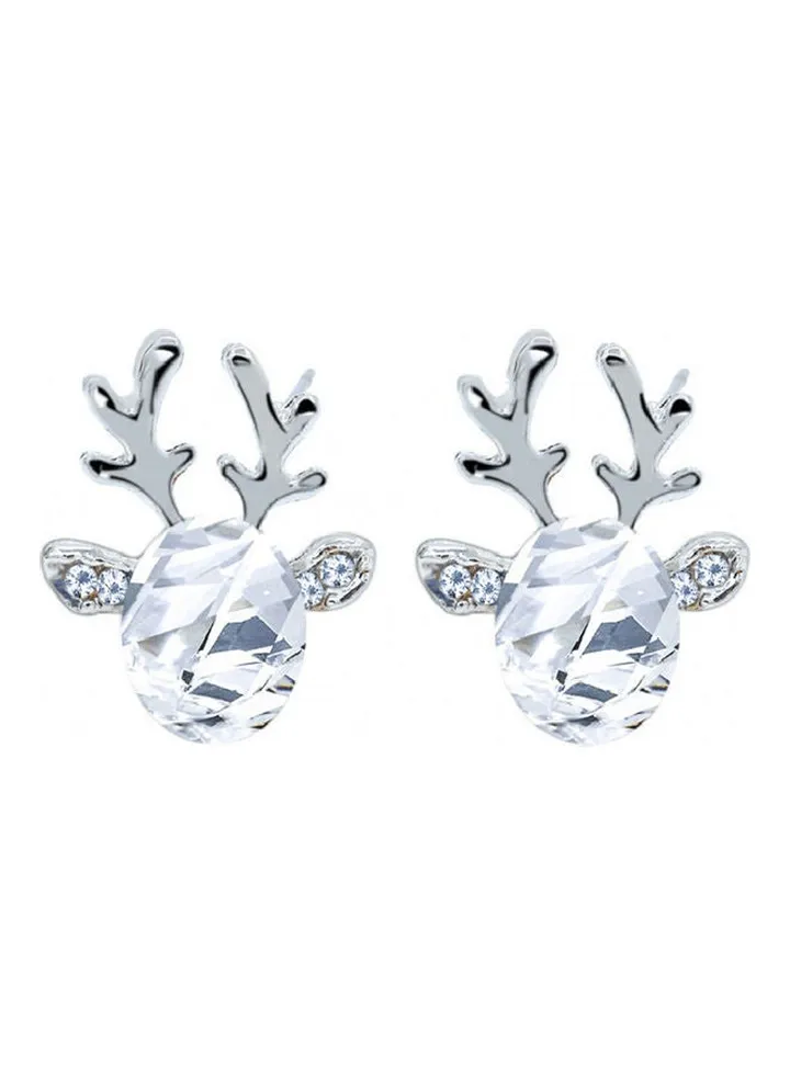 Gemstone Inlaid 3D Antler Ear Studs