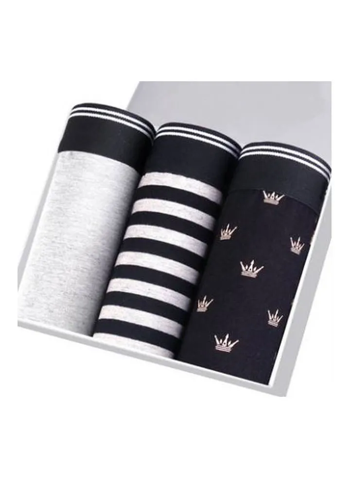 3 Pack Of Comfortable Briefs Black/Grey/White