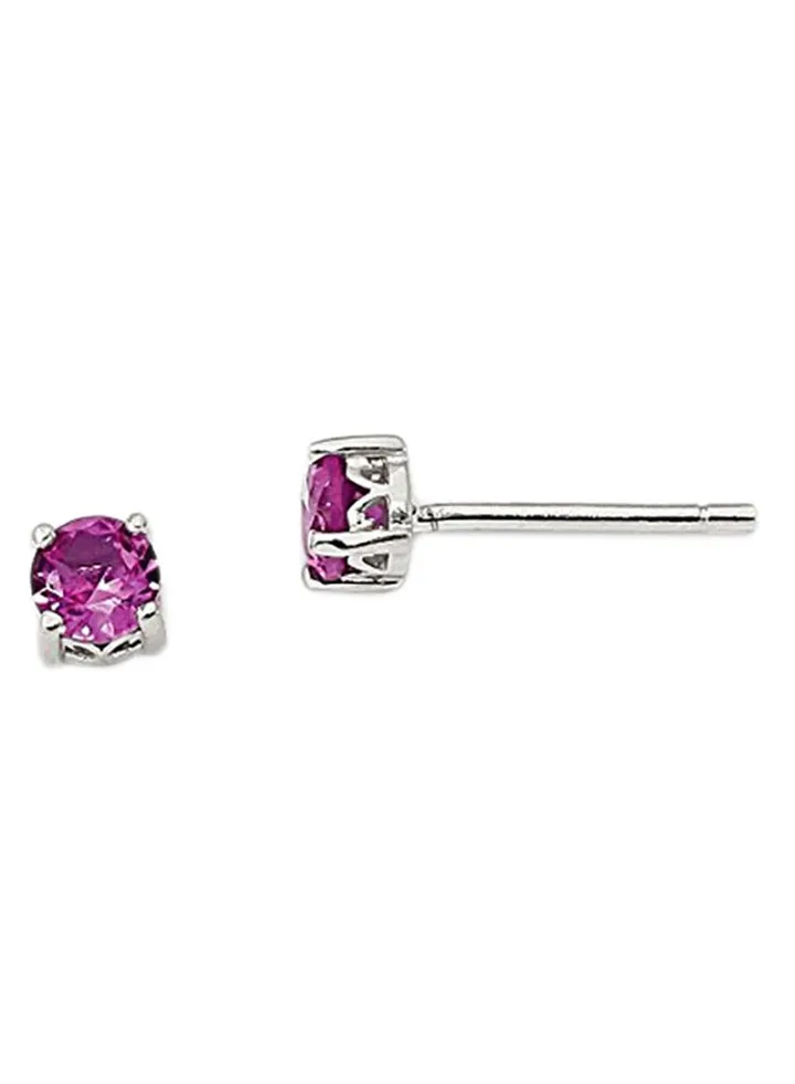 Rhodium Plated Sterling Silver Sapphire Stud Earring
