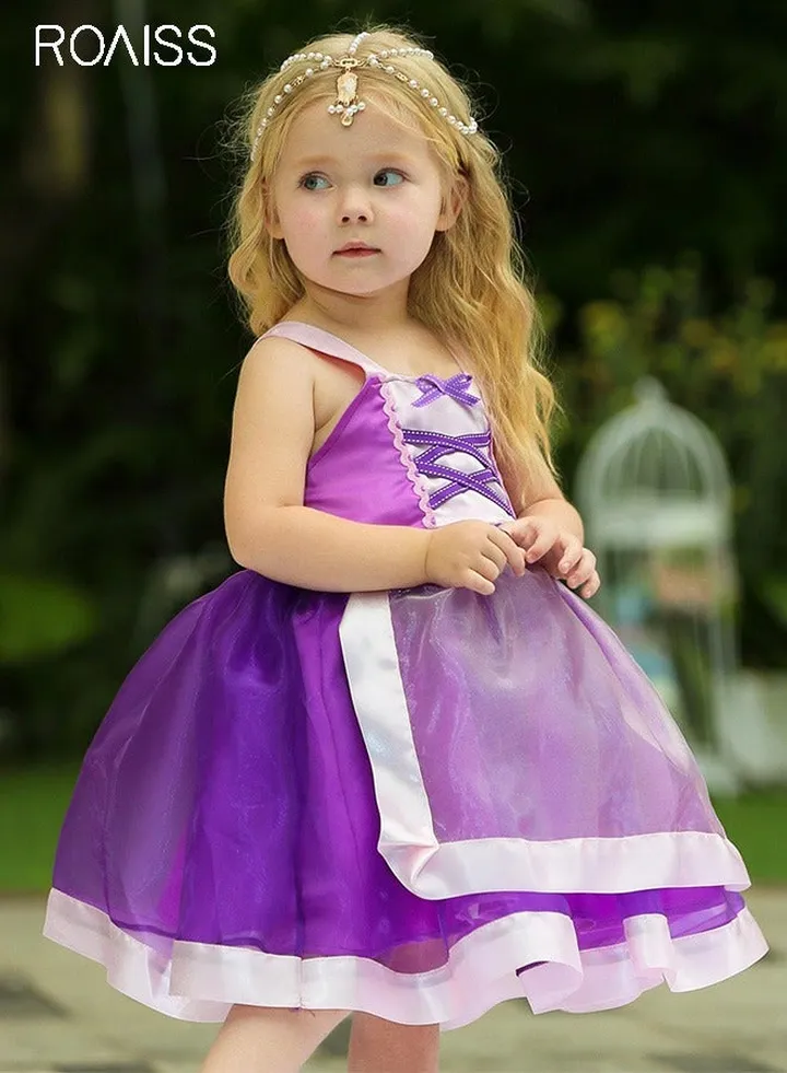 Girls' Sleeveless Strap Princess Dress Double Layer Fluffy Skirt Hem Chest Strap Bow Embellishment Dress