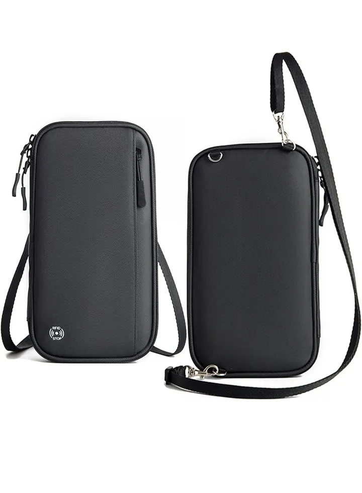 RFID Travel Passport Wallet - Waterproof Travel Passport Holder for Men and Women, Large Capacity Lightweight Portable Travel Document Organizer Passport Holder, Black- 1PCS