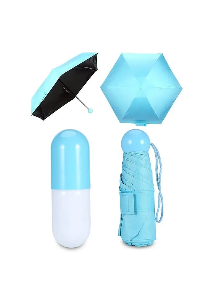 Windproof Waterproof Travel Pocket Umbrella Anti-UV Protective Summer Sun Protection Parasols Umbrellas Children Rain Umbrella Ultra Lightweight Mini Folding Umbrella with Capsule Case