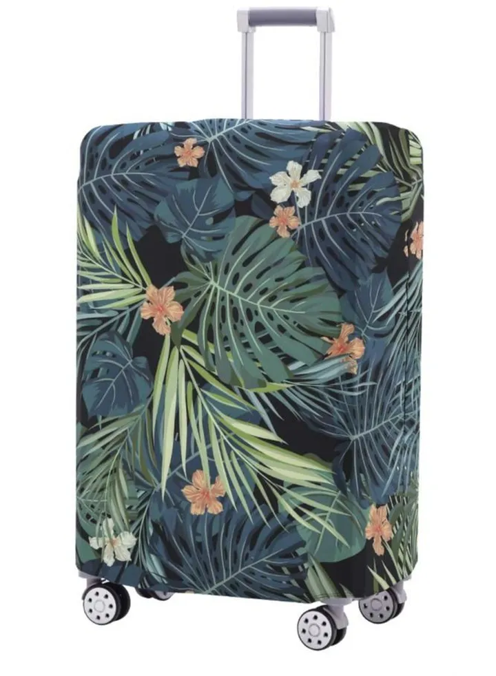 Travel Luggage Cover, Washable Travel Gear Cover Baggage Suitcase Protector, Fit for 22-24 Inch luggage Suitcase Spandex Protective Cover(Leaves-Green, M)