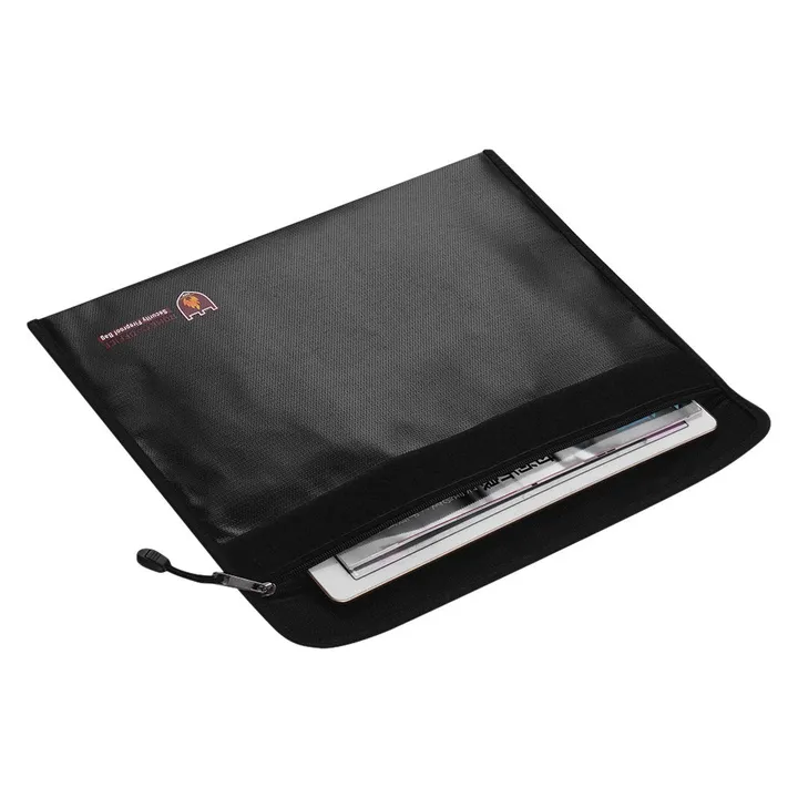 Fireproof Document Bag Silicone Coated Fire Resistant Money File Folder Holder Organizer Safe Storage Black