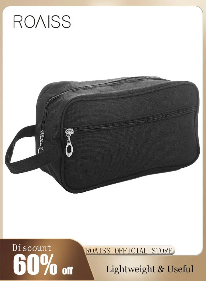 Outdoor Wash Bag Portable Storage Bag Waterproof Clutch Bag Large Capacity Makeup Cosmetic Handbag Packing Organizers for Men Women Travel Business Trip Black