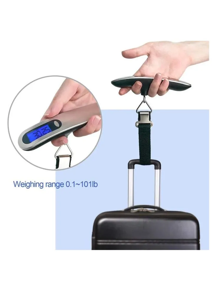 Portable digital luggage scale suitable for travel, measuring weight up to 50 kg