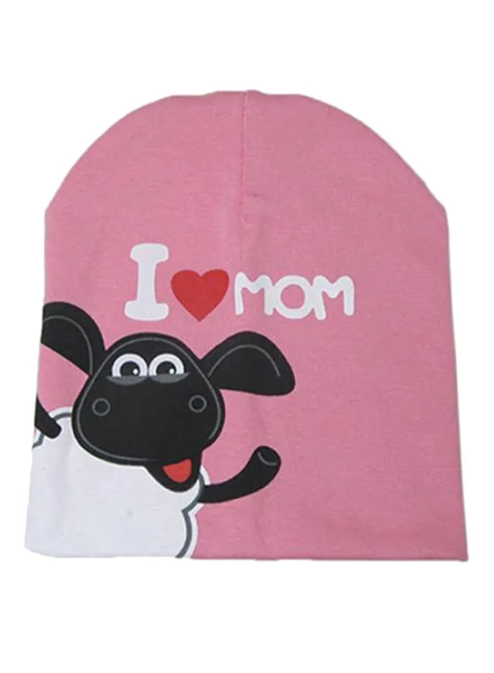 I Love Mom Beanie Pink