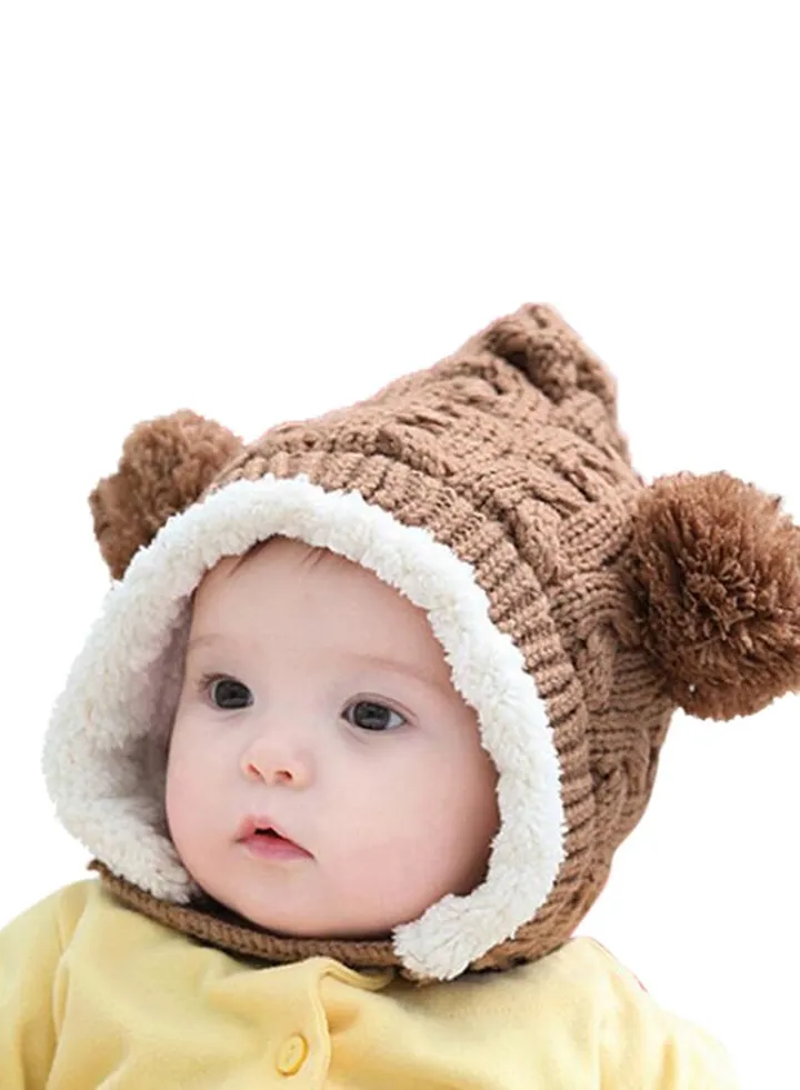 Earmuffs Knitted Beanie Brown/White