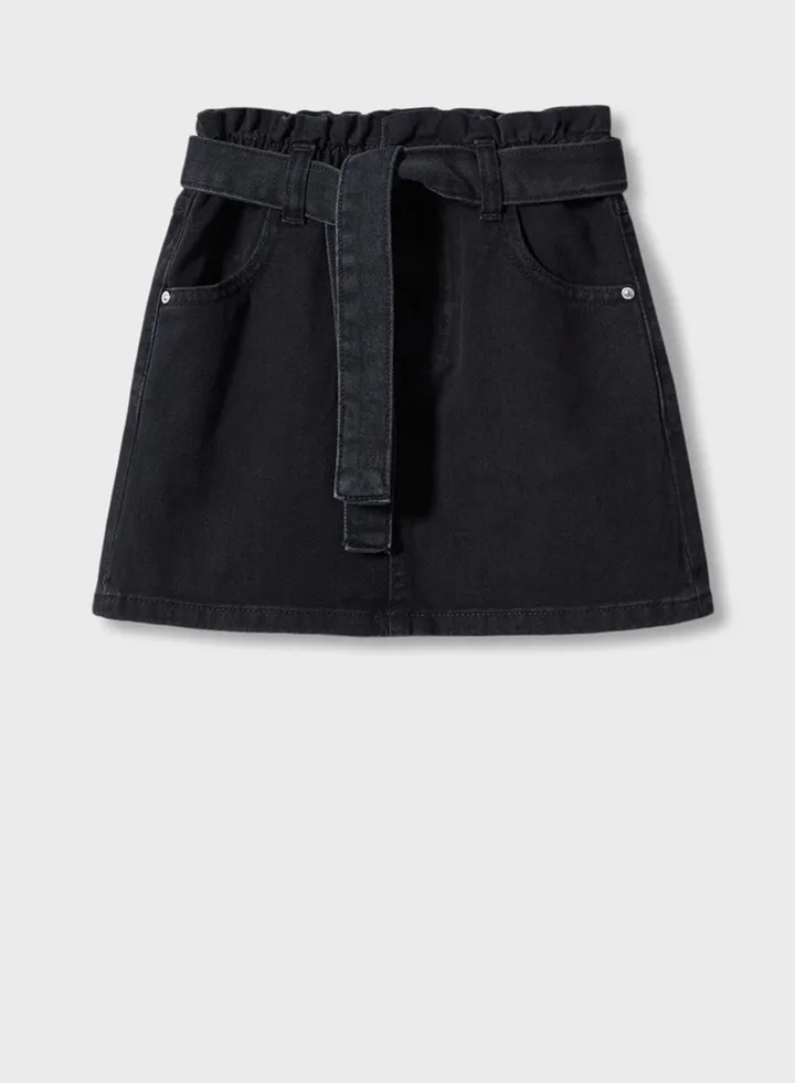 Kids Tie Waist Denim Skirt