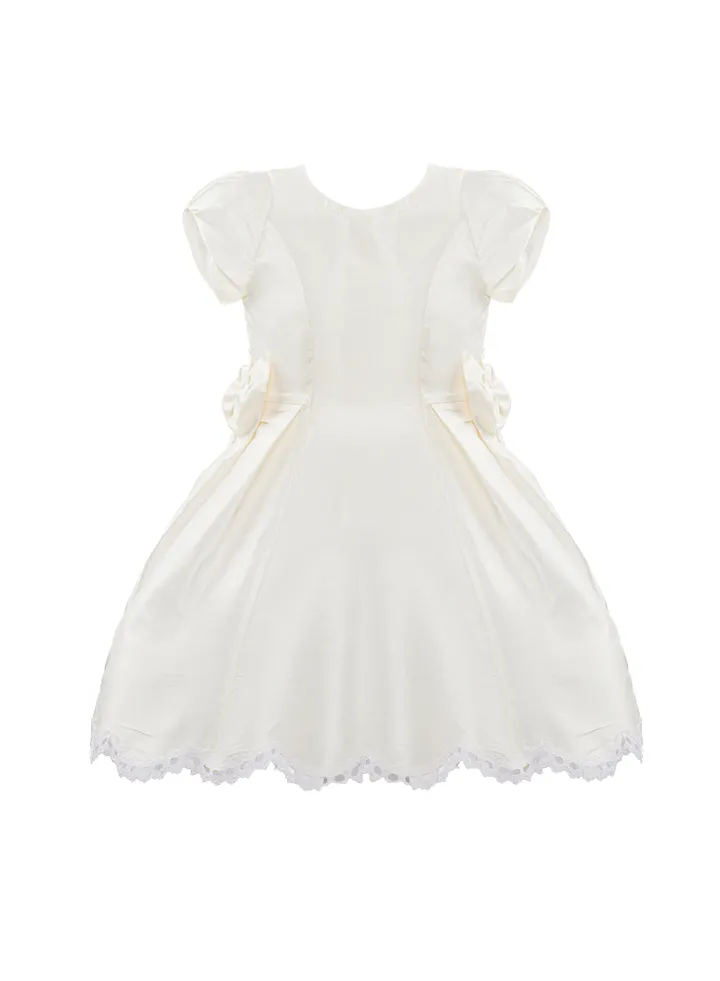 QUEEN WHITE Girls Party Dress, Princess Dress Party Wear Wedding Evening Formal Pageant Dance Gown for Birthday Kid Girls Elegant