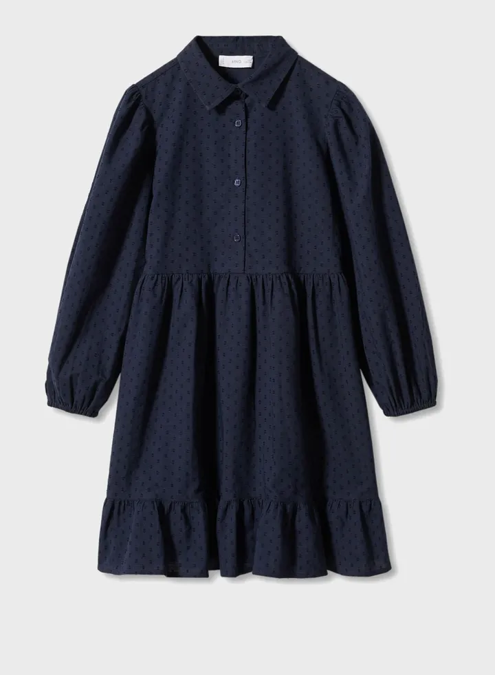 Kids Polo Neck Pleated Dress