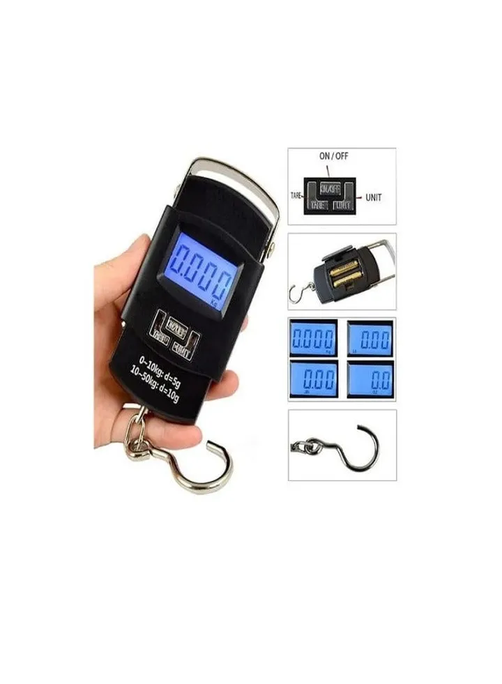 Electronic 50Kg/110Lb Digital Scale, Digital Fish Scale, Hanging Scale with Backlit LCD Display, Weight Scale , Portable Suitcase Weighing Luggage Scale with Hook and Tape Measure