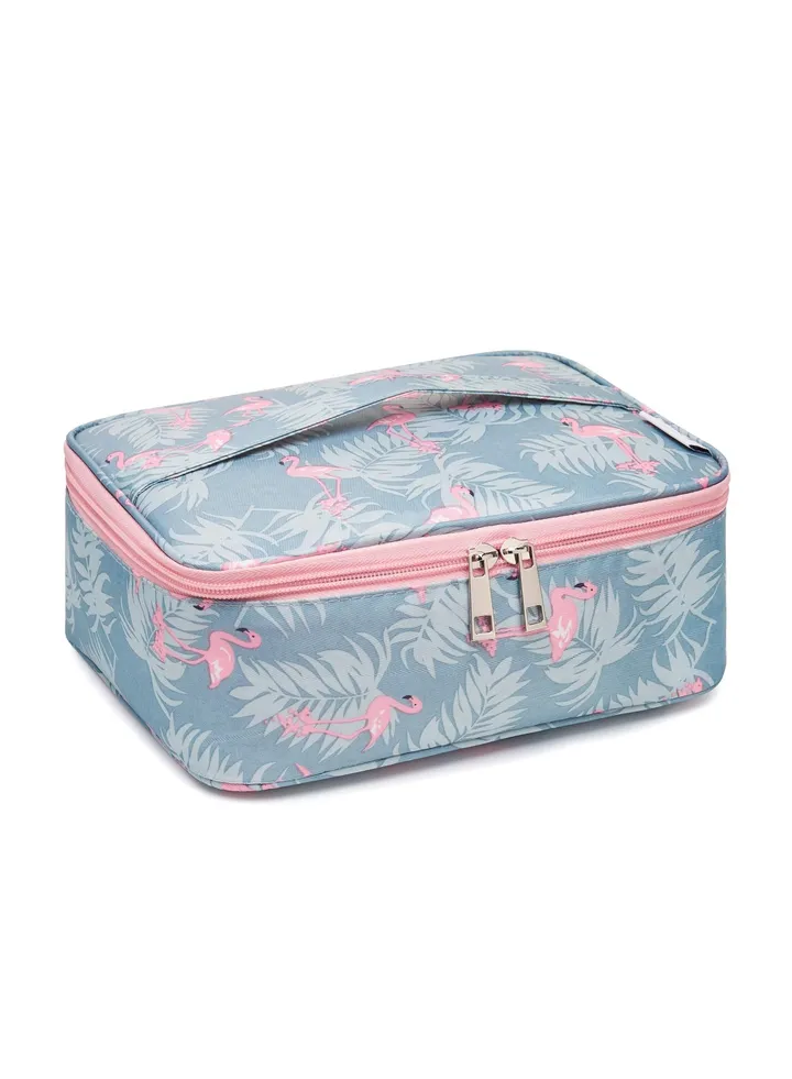 COOLBABY Travel Makeup Bag Large Cosmetic Bag Makeup Brushes Case Organizer Gifts for Women Girls Flamingo(PinK)