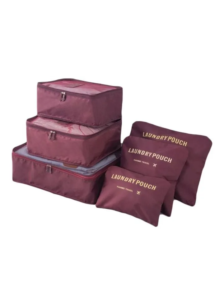6-Piece Travel Organizer Set Wine Red