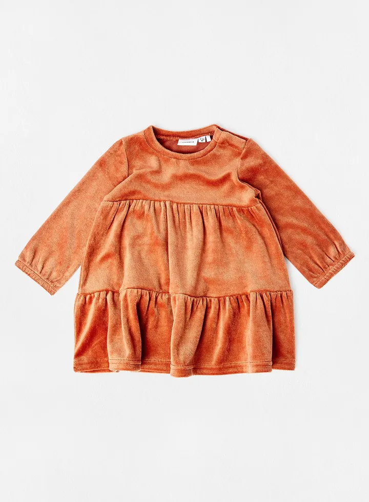 Baby Faux Velvet Dress Red