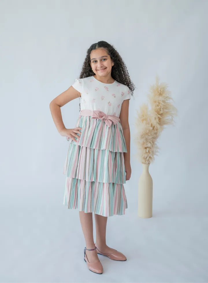 Carnival Stripes Tiered Dress