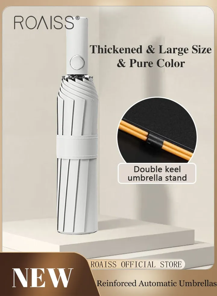 Unisex Full Automatic Umbrella Rain and Shine Dual Use Large Reinforced Thickened Portable Arc Umbrella for UV Protection Strong Rain Resistant and Windproof Parasol