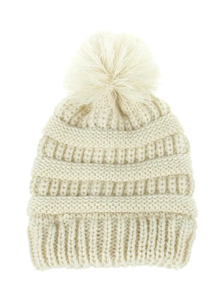Knitted Crochet Beanie Cream