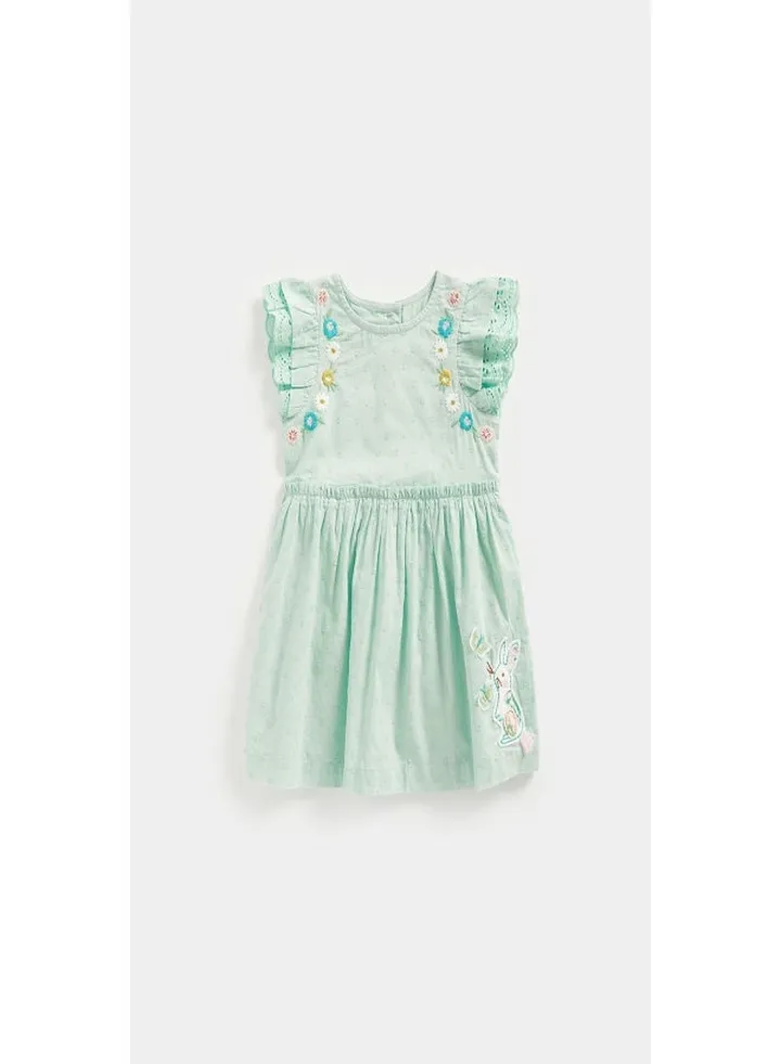 Blue Cotton Dobby Dress