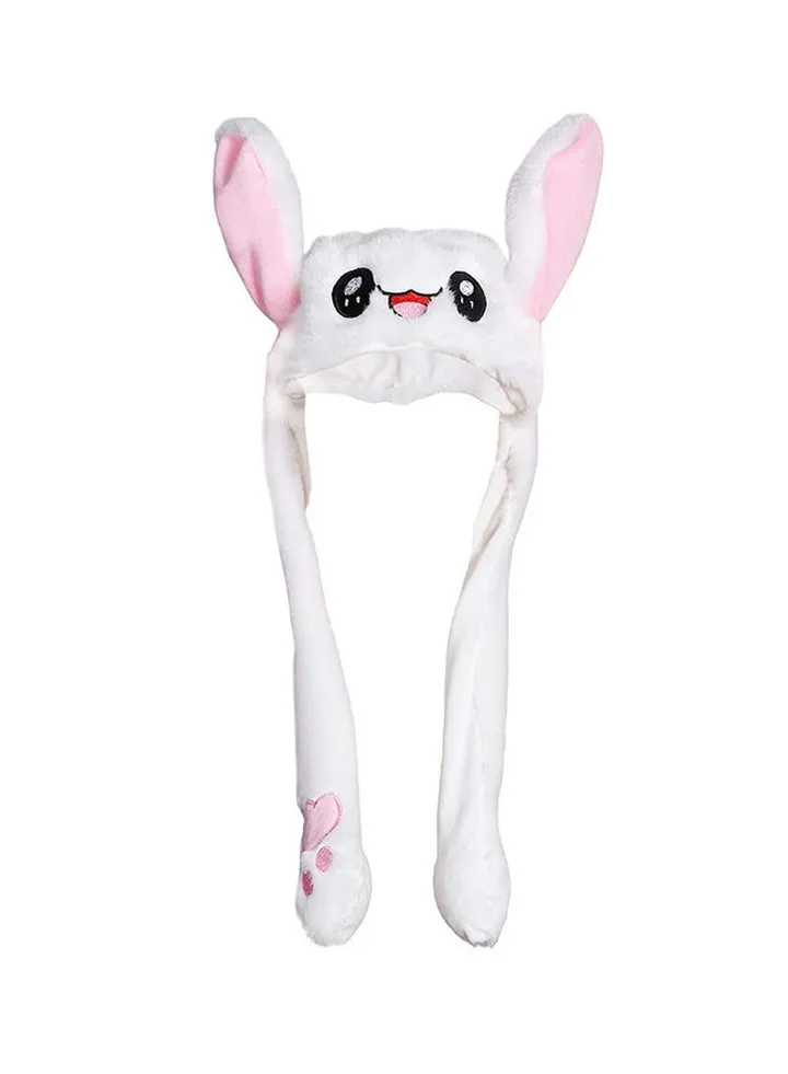 Moving Bunny Ears Soft Plush Cap Pink