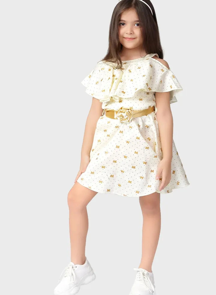 Kids Ruffle Printed Dress