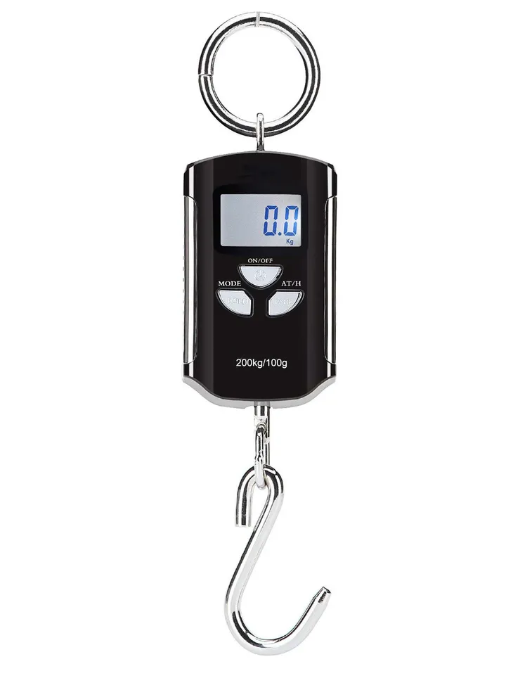 Fish Scale, Portable 200 kg/400 lb Heavy Duty Digital Hanging Scales LCD Display with Backlight for Home Farm Market or Suitcase Scale Travel and Fishing Accessories (Black and Silver)