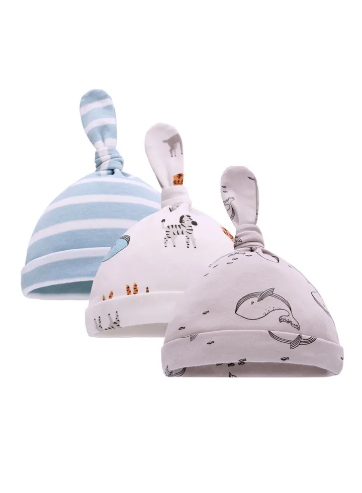 Suitable For 0-6 Month Baby Soft Breathable Tire Cap 3 Pieces