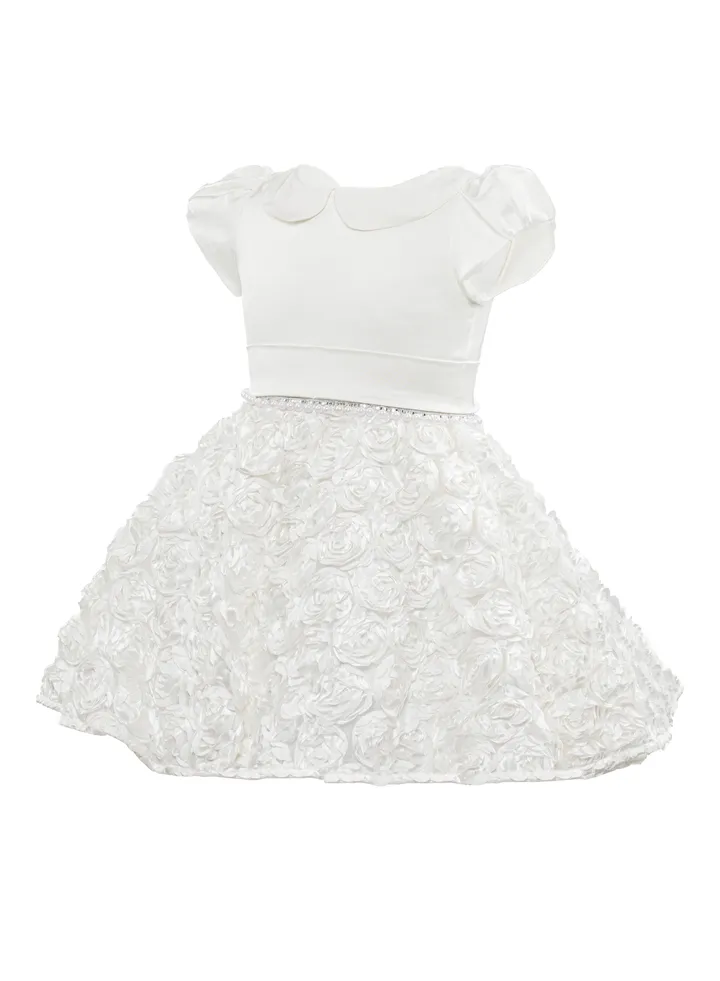 Flower skirt dress white Girls Party Dress, Princess Dress Party Wear Wedding Evening Formal Pageant Dance Gown for Birthday Kid Girls Elegant