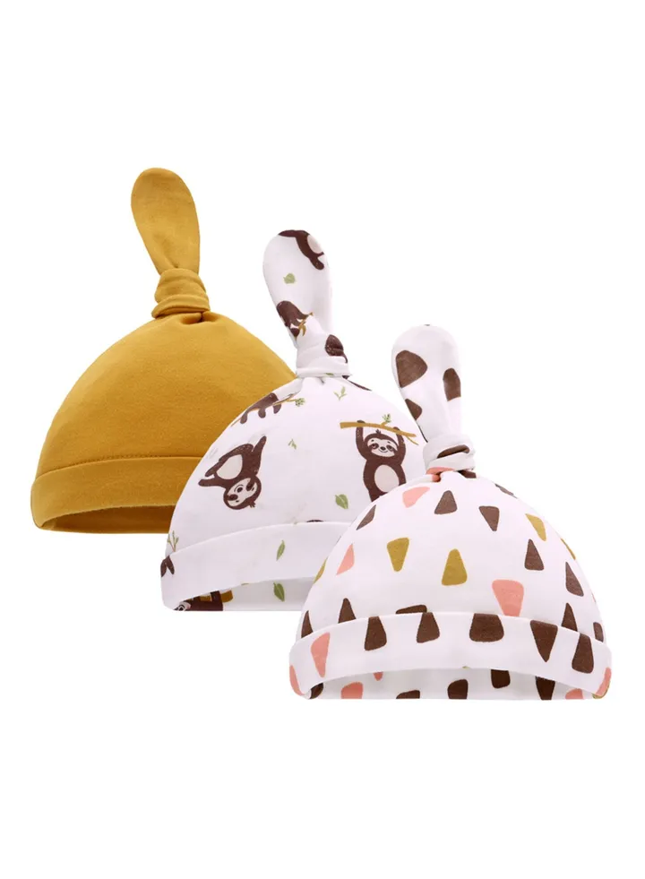 Suitable For 0-6 Month Baby Soft Breathable Tire Cap 3 Pieces