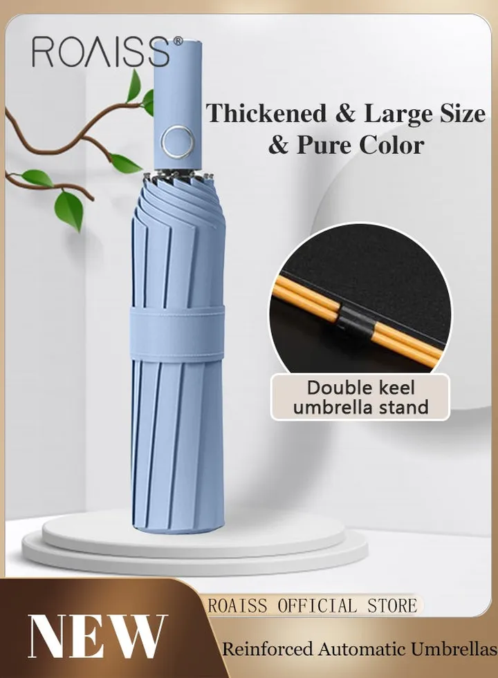 Unisex Full Automatic Umbrella Rain and Shine Dual Use Large Reinforced Thickened Portable Arc Umbrella for UV Protection Strong Rain Resistant and Windproof Parasol