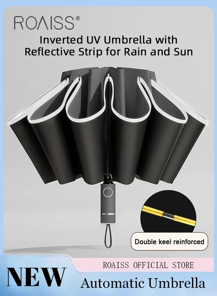 20-Rib Fully Automatic Reverse Umbrella Rain or Shine Multifunctional Umbrella Sun Protection Uv Protection Upf40 Thickened Folding Umbrella Compact Travel Umbrella