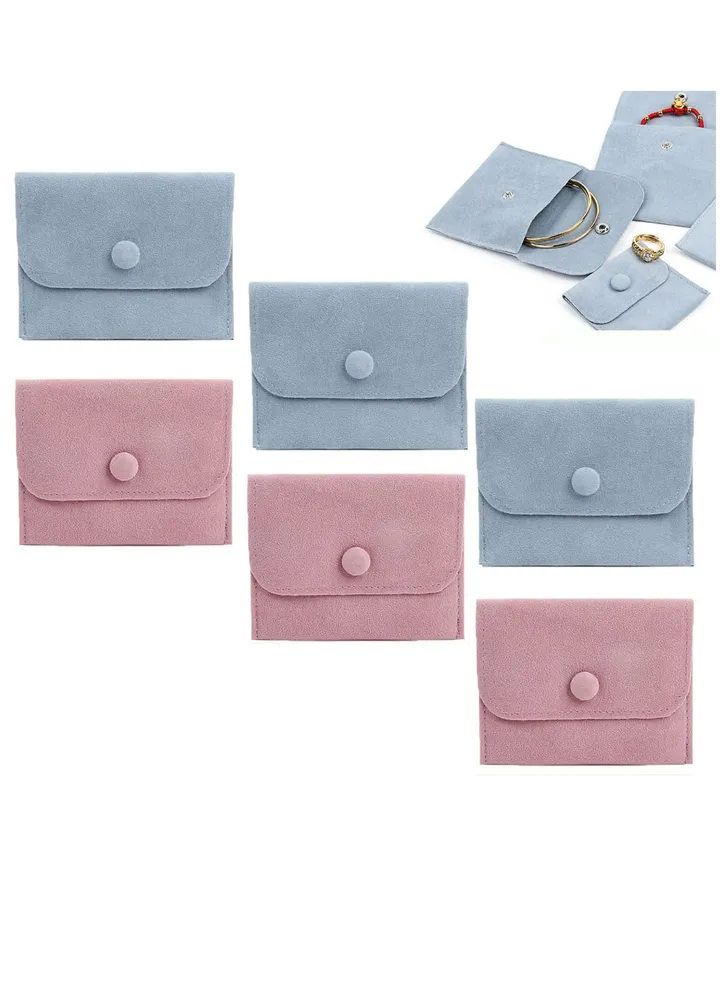 6 Pcs Velvet Jewelry Storage Pouch with Snap Button Gift Bags Small Purse Jewelry Storage Box