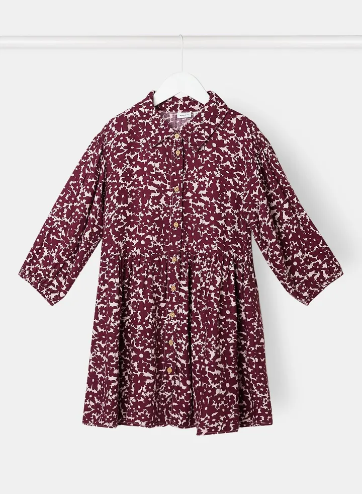 Girls Floral Shirt Dress