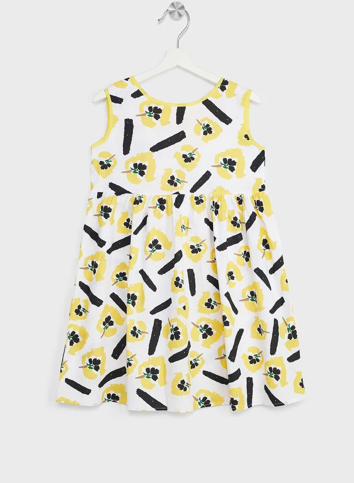 Girls Floral Printed Sleeveless Dress