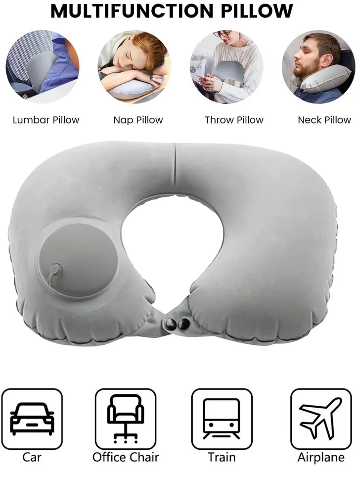 Travel Pillow, Inflatable Neck Pillow with Built-in Pump, Travel Pillow Neck, Neck Support Pillow For Travelling, Easy to Fold and Carry With You, Pillow For Travel Camping Office Sports Watch TV