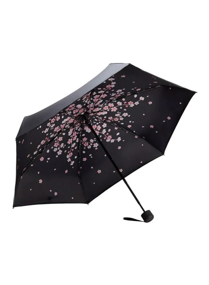 Flower Printed Umbrella Black/Pink/White