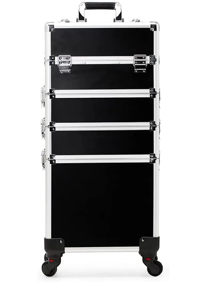 Professional Makeup Case, Rolling Makeup Trolley Case, Large Makeup Train Case, Portable Traveling Cosmetic Case, Lockable Jewelry Travel Cosmetic