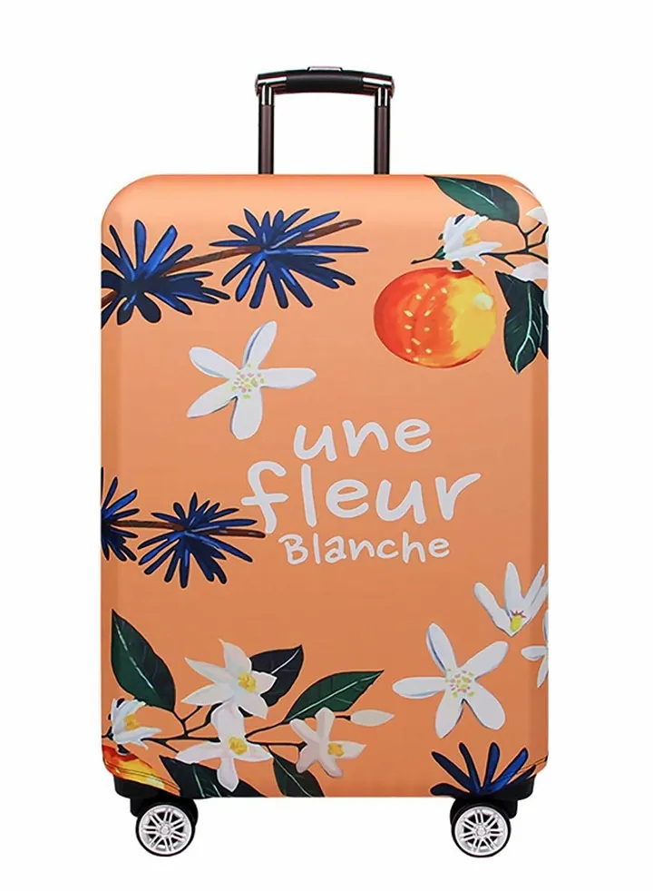 Luggage Cover, Water-Washable Suitcase Cover, Spandex Elastic Luggage Protective Covers Travel Accessories Suitable for 18-21 Inch Trolley Case for Business Trip School Daily Usin (S, Orange Blossom)