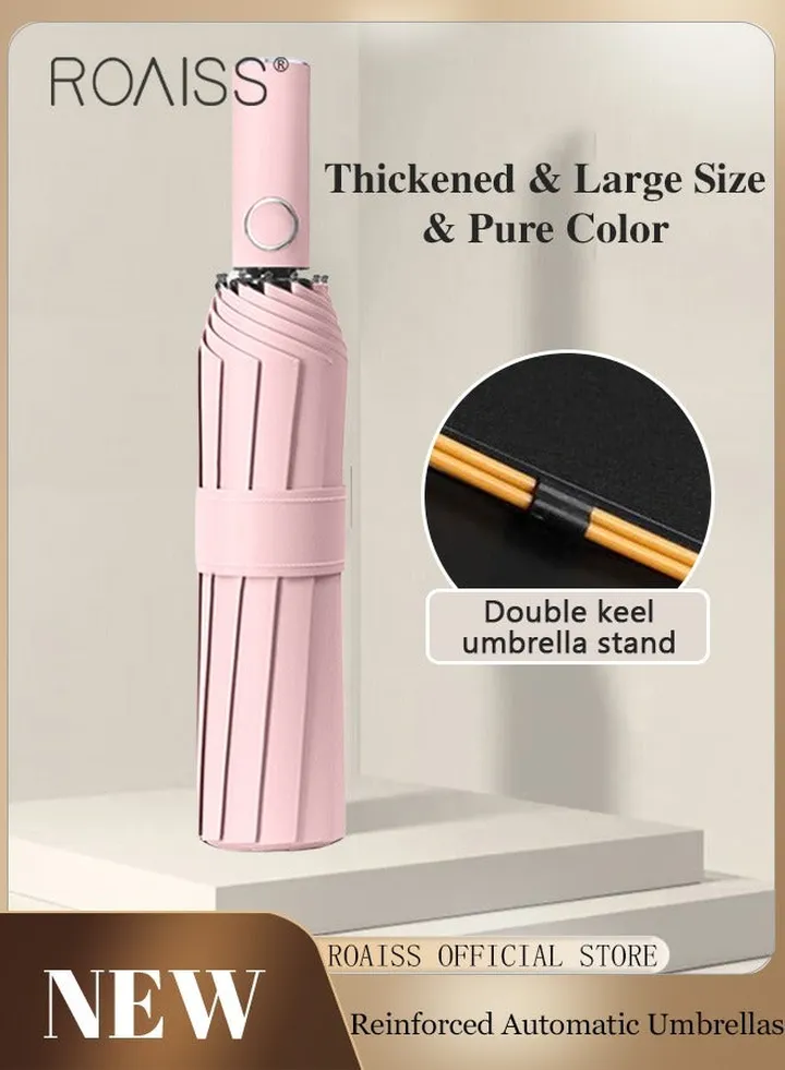 Unisex Full Automatic Umbrella Rain and Shine Dual Use Large Reinforced Thickened Portable Arc Umbrella for UV Protection Strong Rain Resistant and Windproof Parasol