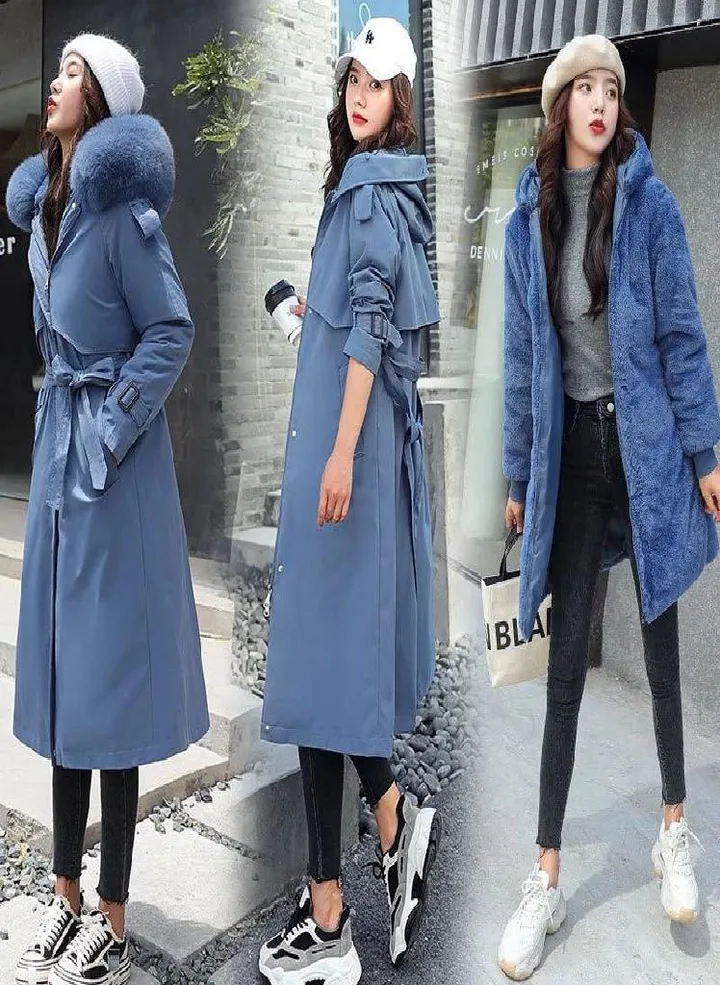 Women Winter Jacket Hooded X-Long Thick Faux Fur Padded Parkas Woman Distachable Plus Size Coat
