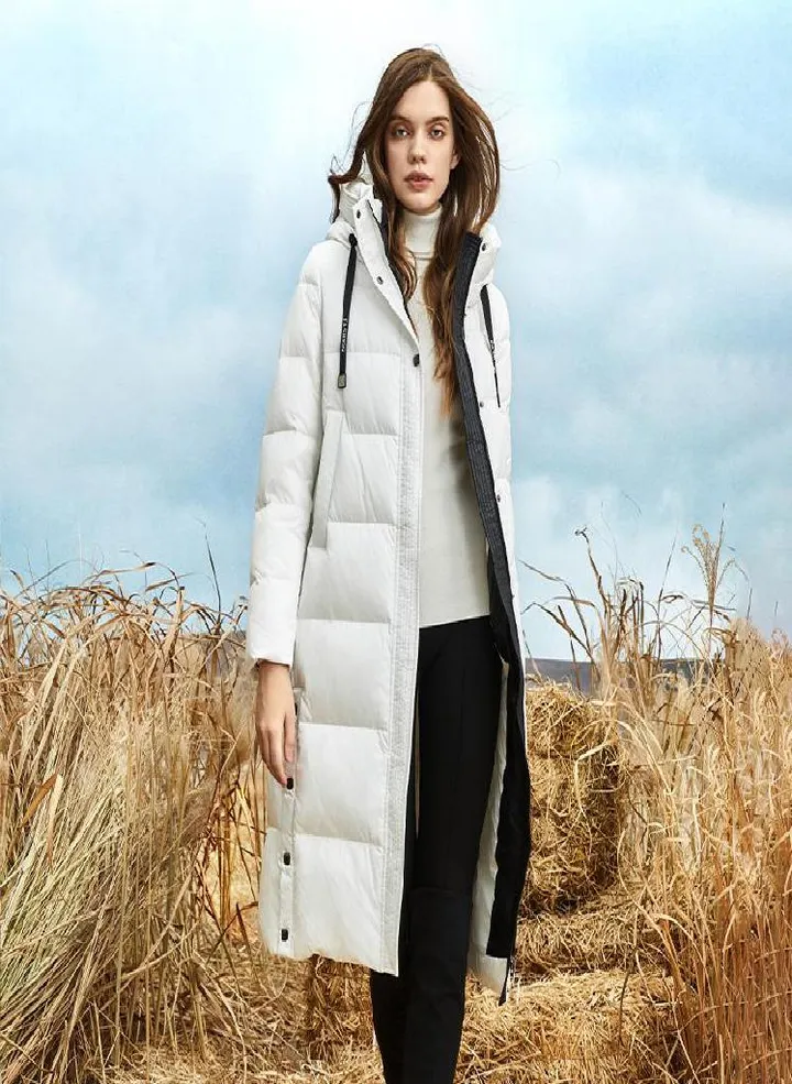 JAZZEVAR Winter Extended Cotton Coat Solid Warm Outdoor Casual Cotton CoatHooded Cotton Jacket